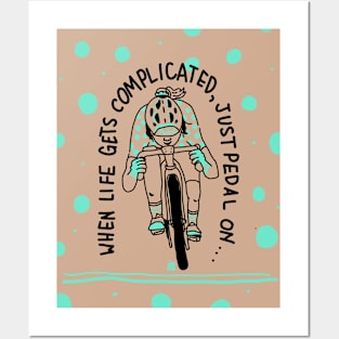 JUST PEDAL ON CYCLING POLKA DOTS SHIRT Posters and Art